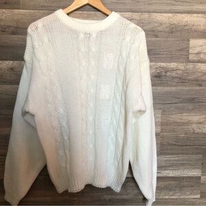 Cream Cable Knit Fisherman’s Crewneck Sweater Medium